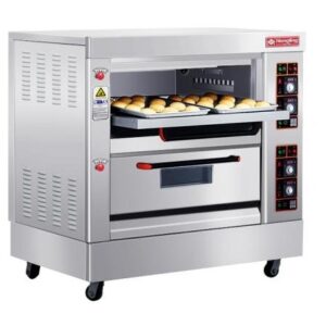 electric double deck oven with stone